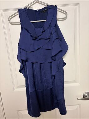Sisley Kids Girls Royal Blue Ruffled Silk like Dress